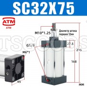 Пневмоцилиндр SC32-75