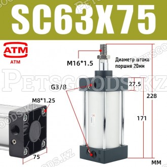 Пневмоцилиндр SC63-75