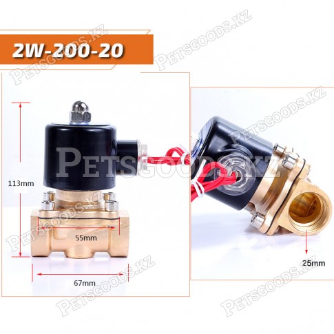Электромагнитный клапан соленоид 2W-200-20, 220В