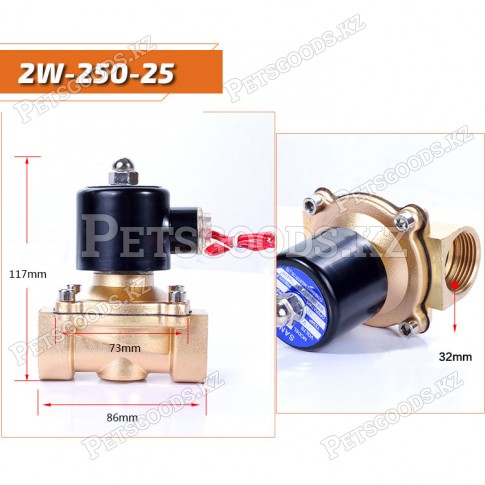 Клапан электромагнитный 2W-250-25 220v NC, нормально закрытый