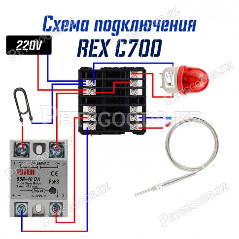 Терморегулятор REX C700 с реле 60A и радиатором Терморегулятор REX C700 с реле 60A и радиатором